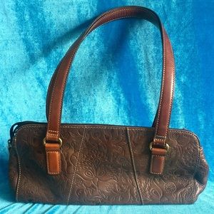 Vintage Fossil Brown Leather Shoulder Bag